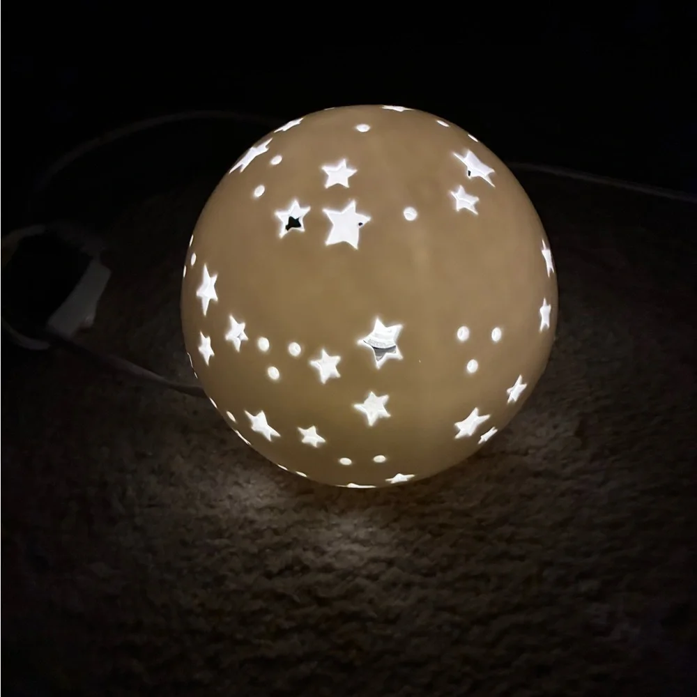 Starry Night Light Ceramic White Globe Lamp - Picture 1 of 11